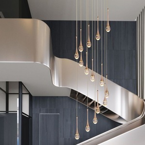 Modern Luxury <strong>Rain</strong> Drop Led Indoor Chandelier Loft Staircase Lights Pendant <strong>Lamps</strong> - Product Image 3