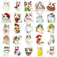 50 Uds. Pegatinas decorativas de gato Ragdoll encantador para decoración de refrigerador de ordenador portátil vinilo simulado pegatina de gato