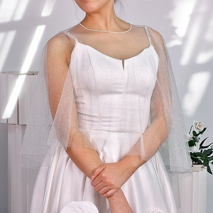 YouLaPan VG75 – Nouveau haut court transparent en tulle étoilé pour <span class=keywords><strong>femme</strong></span>, style châle, bustier, robe tube - Product Image 3