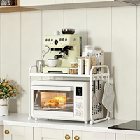 Support de four à micro-ondes robuste en acier carbone double, réglable pour comptoir, organisateur de rangement de cuisine multifonctionnel