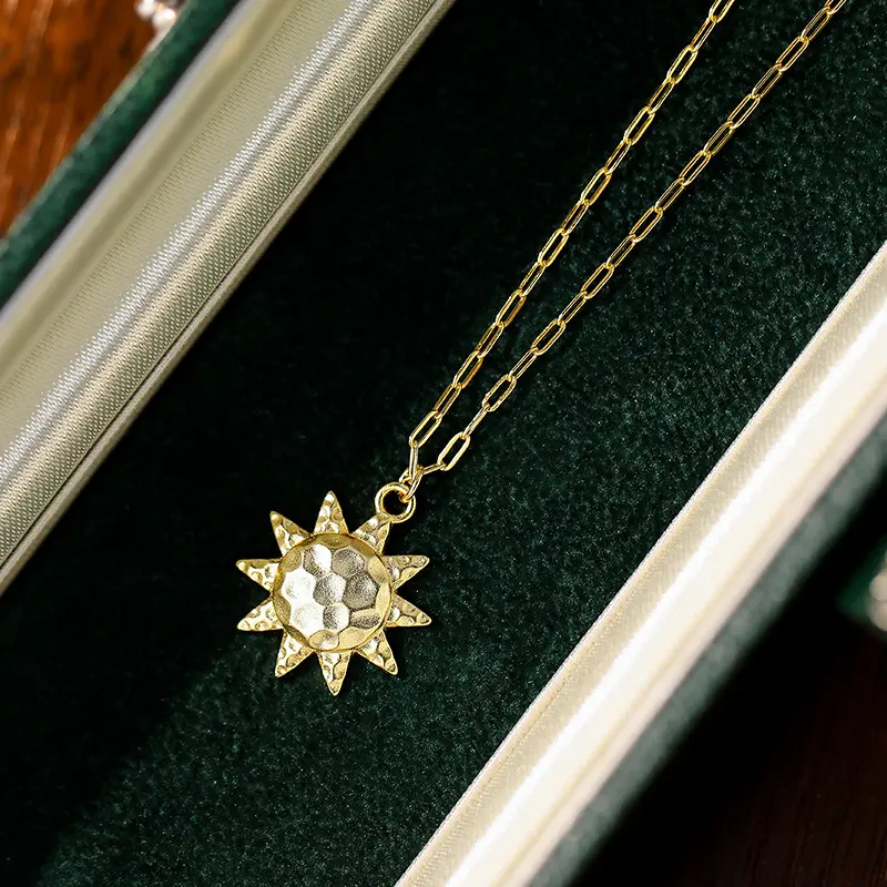 Yüksek kalite 925 ayar gümüş çift kolye 18k altın hilal ay güneş kolye kolye sevgilisi için
