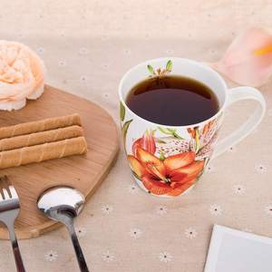 Fine Porcelain 10oz Coffee <strong>Mug</strong>, Tea Cup <strong>Mugs</strong> Set,W/ Floral Design - Product Image 5