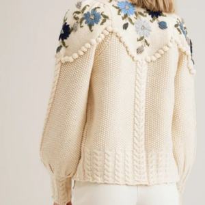 Suéter de <span class=keywords><strong>punto</strong></span> suelto de invierno con logotipo personalizado Jacquard para mujer, prendas de <span class=keywords><strong>punto</strong></span> bordadas a mano de ganchillo, cárdigan Vintage, suéter de <span class=keywords><strong>punto</strong></span> - Product Image 6