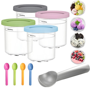Compatible Ninja Ice Cream Jar Lids With Spoons For NC299AM C300s Series Storage Containers Plastic Maxfill Marked - Product Image 1