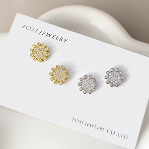 ZC Trendy <b>Stud</b> <b>Earrings</b> with Zircon for Women's Engagement Party Wedding Gift 18K Gold & Rhodium Plated Brass - Product Image 4