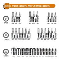Kit d'outils combinés à cliquet 46 pièces en acier au chrome-vanadium, outils manuels durables avec mallette rigide pour l'entretien automobile