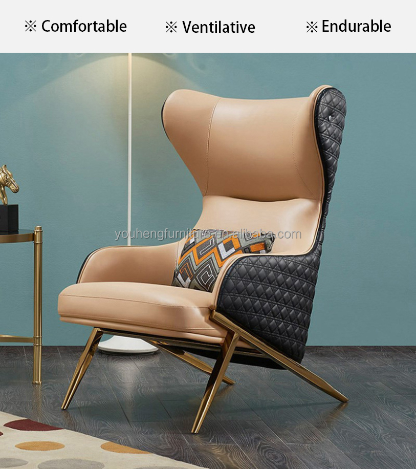 Modern living room lounge recliner Luxury stainless steel Nordic leisure armchair single sofa lazy chair