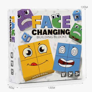 Juego de Cubos de Expresiones Faciales para Niños, Rompecabezas Montessori, Bloques de Construcción, Juguetes Educativos de Aprendizaje Temprano para Niños - Product Image 1