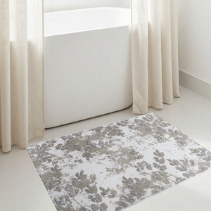 Tapis de bain et de douche pour hôtel Bralna, en coton recyclé de luxe, teint en fil, motif floral jacquard, production sur mesure, 60x100cm - Product Image 1