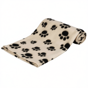 Couverture pour animaux de compagnie beige 100 x 70 cm, motif empreintes de pattes, pour chiens et chats - Product Image 3