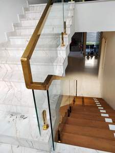 מעקה באיכות גבוהה משובחת אלומיניום מעקה זכוכית בסיס אלומיניום נירוסטה למעקה מדרגות מרפסת לשימוש בקניון - Product Image 5