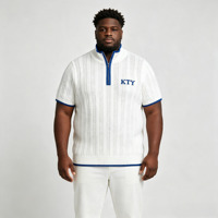 Pull en maille brodé à col zippé, couleur unie, respirant, pour homme, OEM ODM 'KTY'