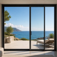Porte coulissante en aluminium à double vitrage trempé, moderne, pour séparation de terrasse