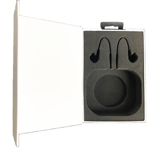 White magnetic closure chipboard box packaging box custom cardboard gift box with foam tray for high end earphone