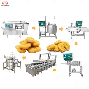 GG Automatic Continuous Gas Cutlet Fryer Line Chicken Nuggets Frying Machine