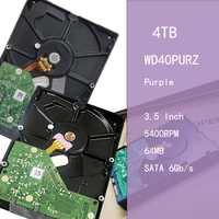 WD40PURZ Disque dur interne Purple 4 To 3,5 pouces 5400 tr/min 64 Mo de cache SATA 6 Gbit/s Technologie AllFrame AI utilisée pour la surveillance 24/7