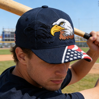 Gorra de Béisbol Bordada con la Bandera de Estados Unidos y Estrella de Cinco Puntas, Estilo Camionero, de Mezclilla, con Visera Curva