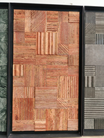 Mosaico de Pared de Mármol con Patrón de Parches de Piedra 3D Natural, Azulejos Decorativos DIY con Acabado Texturizado y Diseño Aleatorio