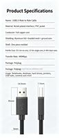 Câble USB 2.0 Type-A mâle vers Type-A mâle haute vitesse 480 Mbps, conducteur en cuivre pur, PVC, 0,5 m-10 m, pour utilisation informatique