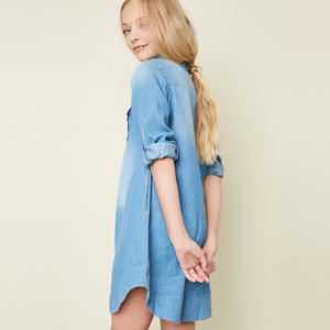 Camisas de Manga Larga para Niños, Marca Privada, Color Azul Claro, con Botones, hasta la Rodilla, Envío Exprés - Product Image 2