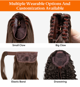 Extensiones de Cabello Sintético Kanekalon Futura al por Mayor, Cola de Caballo con Clip y Cordón Ajustable para Mujer - Product Image 3