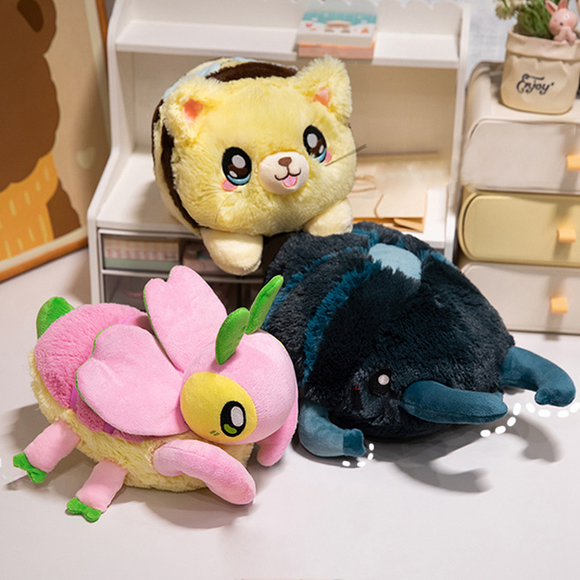 Cute Chubby Insect Stuffed Doll Deer Beetle Bee Orchid Mantis Plush Toy for Children's Birthday Gift