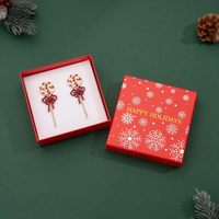 Boucles d'oreilles pendantes en forme de sucette à la menthe plaquées or pour femme, bijoux de Noël fantaisie, cadeaux pour femme, vente en gros de bijoux de Noël