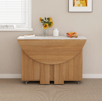 Ensemble table et chaises pliantes rondes extensibles pour petit appartement, en bois, assemblé