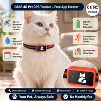 Vente chaude G68P Mini Taille 4G Pet GPS Tracker Pour Pet Chien Chat En Temps Réel APP Suivi À Distance Geo-Fence Alarme Activité Surveillance