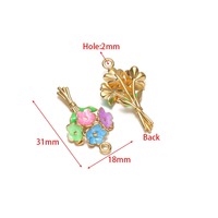 Pendentif Fleur 3D en Émail Plaqué Or 18K en Acier Inoxydable, Breloque Bouquet Floral Goutte d'Huile pour Fabrication de Bijoux, Cadeau d'Anniversaire