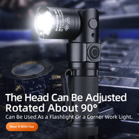 Lampe de poche LED rechargeable à angle de 90 degrés 270 Lumens anti-explosion avec capuchon magnétique Corps en alliage d'aluminium pour les travaux de réparation