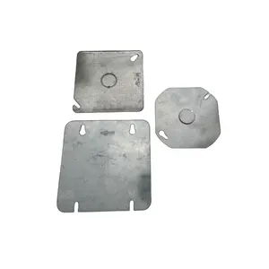 Galvanized Steel Flat Square Box Cover With Concentric 1/2 In And 3/4 In Conduit Knockout Outlet Box Cover
