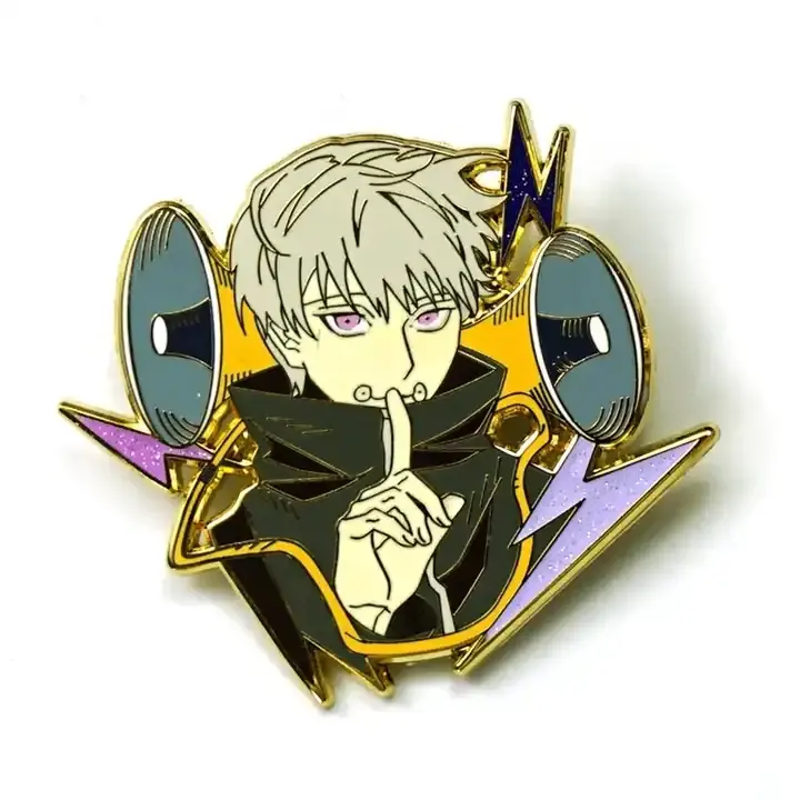 China Cheap Wholesale Manufacturer Custom Design Anime Jujutsu Kaisen Stained Glass Metal Hard Enamel Pin Badge for Clothing