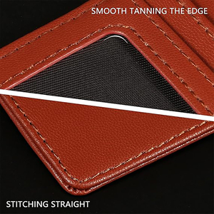 Porte-cartes fin anti-RFID en cuir minimaliste pour femme, portefeuille de poche avant ultra-plat avec blocage RFID, pochette frontale minimaliste - Product Image 4