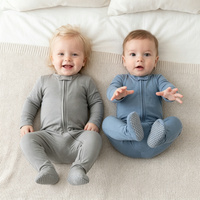Combinaison pour bébé en coton biologique certifié GOTS, avec fermeture éclair bidirectionnelle, vêtements de nuit pour nourrissons, antidérapante, extensible, pyjama unisexe