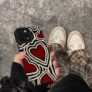 Casing HP Kulit Imitasi Motif Zebra Hati Cinta, Anti Sidik Jari, Tekstur Lembut, Grosir, Cocok untuk 17 Pro Max - Product Image 4