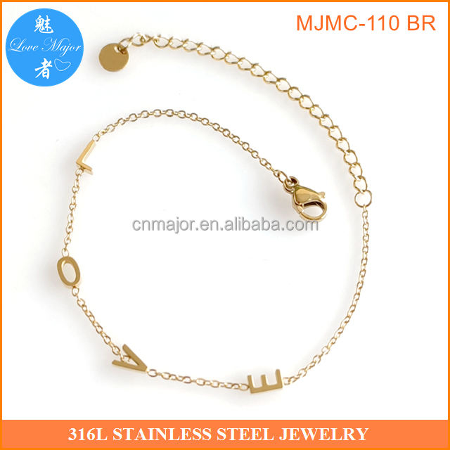 时尚镀18k金分散情书不锈钢饰品手链女 - buy stainless steel