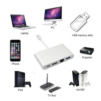 Alüminyum Tip C Hub USB C - 4K HDTV RJ45 Lan Ethernet USB 3.0 Port Adaptörü 4'ü 1 Arada USB C Hub