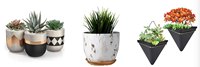 Pot de plantes en marbre pour l'intérieur, jardinière succulente métallique dorée en céramique