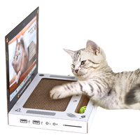 Rascador para Gatos 3 en 1 con Forma de Laptop, Juguete de Cartón Plegable para Gatos, Tabla de Rascar Corrugada para Gatos