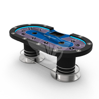 Table de poker professionnelle YH avec bande lumineuse LED - Table de poker ovale personnalisée Texas Hold'em avec base à pieds cylindriques