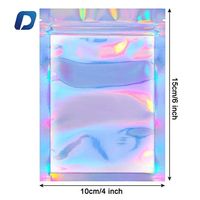 MOQ 100 pièces – Sacs d'emballage alimentaire en plastique holographique imprimé avec fermeture éclair, en Mylar holographique