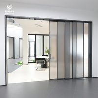 Factory Price Narrow Frame Double Tempered Glass Aluminum Fiberglass Partition Slide Systems Modern Waterproof Glass Sliding