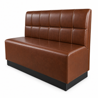 Banquette de restaurant commerciale en cuir PU rouge avec dossier capitonné à grille, idéale pour café, bar, boîte de nuit, avec base noire