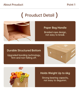 Sacs de courses en papier kraft recyclé avec poignée découpée, écologiques, marron, en gros, en stock, avec logo - Product Image 6