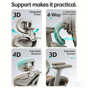 Chaise de bureau ergonomique moderne à dossier haut en maille PU pivotante avec support lombaire Roues pivotantes pour les écoles et les bibliothèques - Product Image 4