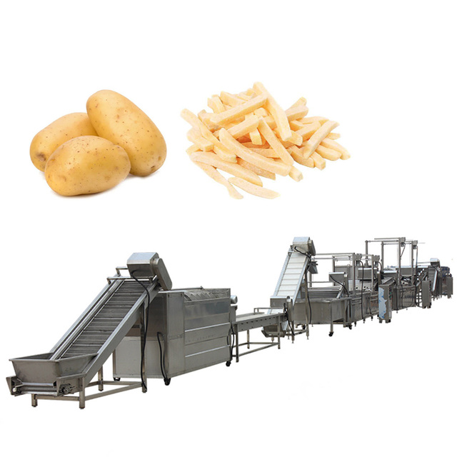 4 Tons 8 Tons Automatic Frozen Fries Chips Production Packing Line Potato Washing Cutting Refrigeration Packing Machine
