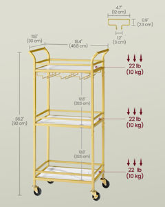 <span class=keywords><strong>VASAGLE</strong></span> <span class=keywords><strong>Desserte</strong></span> <span class=keywords><strong>de</strong></span> <span class=keywords><strong>Cuisine</strong></span> 3 Niveaux avec Porte-Bouteilles et Porte-Verres, Chariot <span class=keywords><strong>de</strong></span> Rangement pour la Maison - Product Image 6
