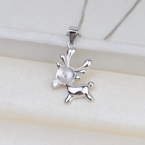 Colgante de Plata S925 con Diseño de Astas de Ciervo y Perla de 8-9 mm, Accesorio para Mujer, Producción DIY, Colgante para el Cabello, Componentes de Joyería-1792 - Product Image 2