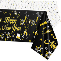 Nappe jetable en plastique MM Happy New Year pour le réveillon du Nouvel An, fête du compte à rebours, décorations de célébration, usine